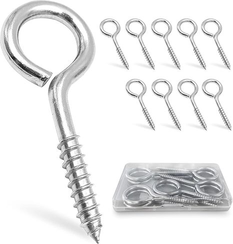 10 Pcs Eye Hooks Screw - 2.5 Inches Stainless Steel Eye Screws for Wood - Anti-Rust & Anti Corrosion Self Tapping Eye Hooks for Indoor & Outdoor use (Silver) in Saudi Arabia