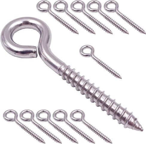6-Pack 304 Stainless Steel Screw Eyes 3.2", Heavy Duty Screw in Eye Hooks Ring for Yoga, Swing Chair, Indoor & Outdoor, Self Tapping in Saudi Arabia
