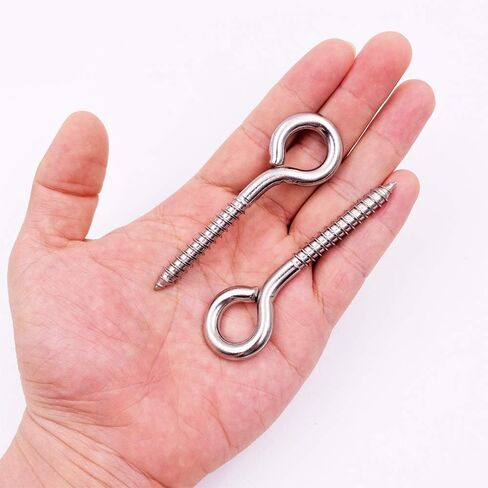 6-Pack 304 Stainless Steel Screw Eyes 3.2", Heavy Duty Screw in Eye Hooks Ring for Yoga, Swing Chair, Indoor & Outdoor, Self Tapping in Saudi Arabia
