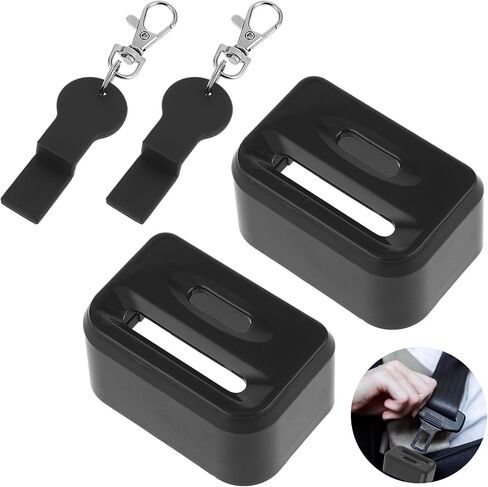Molain 2Pcs Car Seatbelt Buckle Guard, Children Seat Belt Lock Seatbelt Buckle Cover with 2 Keychains Buckle Guard Fit Most Car (Safe Black) in Saudi Arabia