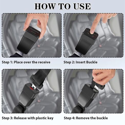 Molain 2Pcs Car Seatbelt Buckle Guard, Children Seat Belt Lock Seatbelt Buckle Cover with 2 Keychains Buckle Guard Fit Most Car (Safe Black) in Saudi Arabia
