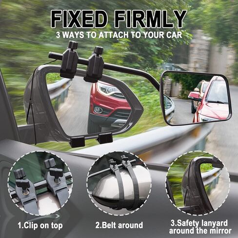Cartman Universal Clip-on Towing Mirror, Extended Mirrors for Towing, 360 Degree Rotation Adjustable, Vibrationless, Secure Fit, 2PK in Saudi Arabia