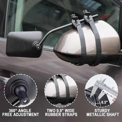 Cartman Universal Clip-on Towing Mirror, Extended Mirrors for Towing, 360 Degree Rotation Adjustable, Vibrationless, Secure Fit, 2PK in Saudi Arabia