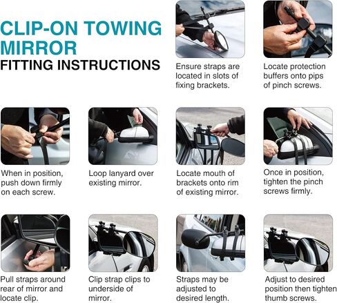 Cartman Universal Clip-on Towing Mirror, Extended Mirrors for Towing, 360 Degree Rotation Adjustable, Vibrationless, Secure Fit, 2PK in Saudi Arabia