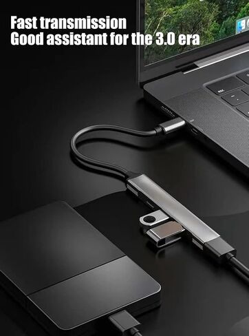 4-Port USB Hub USB Splitter USB Expander for Laptop, Xbox, Flash Drive, HDD, Console, Printer, Camera, Keyboard, Mouse, Compatible with USB-C and USB-A in Saudi Arabia
