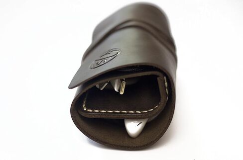 Leather Cord Organizer Wrap Holder Cable bag Roll Holder Earphone wrap winder Travel Accessories (Brown) - Y2S in Saudi Arabia