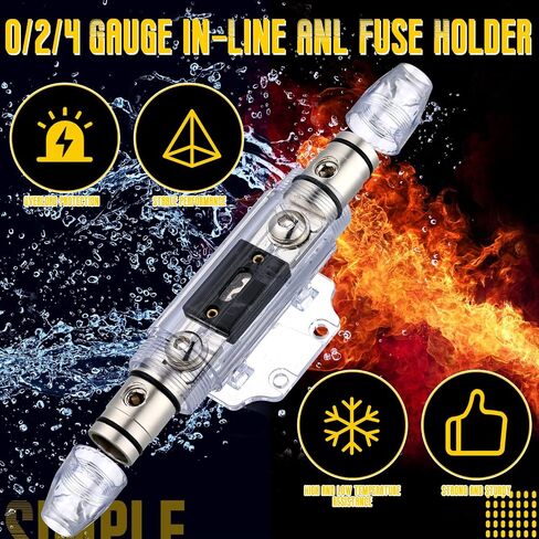 2 Pcs 0/2/4 Gauge Awg in-line Anl Fuse Holder with 1 Pcs Hex Key Wrench Secure in-line Amp Fuse Block Amp Fuse Holder with Fuse for Car Audio Amplifier(250A Fuse) in Saudi Arabia