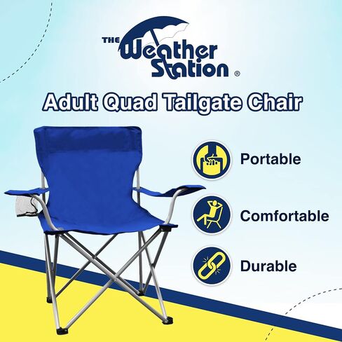 Weather Station Camping Chair, Lightweight and Portable Outdoor Folding Tailgate Quad Chair with Cup Holder and Armrests in Kuwait