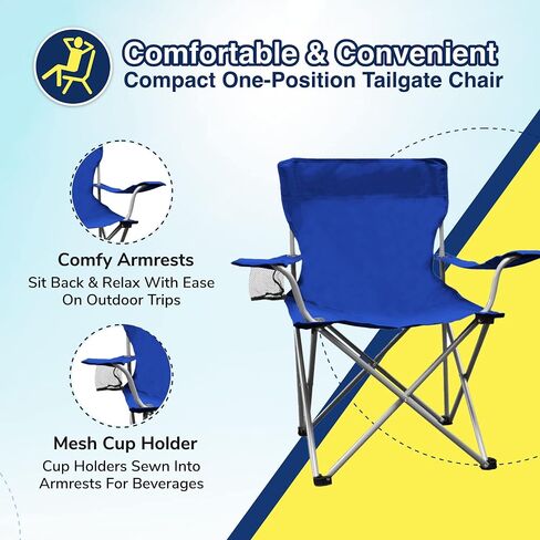 Weather Station Camping Chair, Lightweight and Portable Outdoor Folding Tailgate Quad Chair with Cup Holder and Armrests in Kuwait