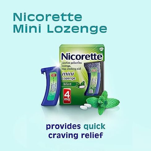 Nicorette 4 mg Mini Nicotine Lozenges to Help Stop Smoking - Mint Flavored Stop Smoking Aid, 2-Pack, 81 Count, Plus Advil Dual Action Coated Caplets with Acetaminophen, 2 Count in Kuwait