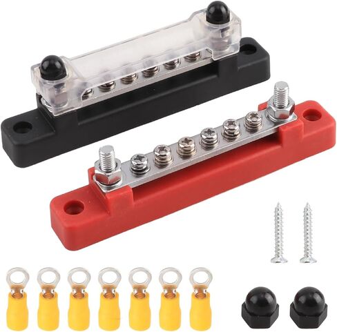 SsllZdq 6-Terminal Distribution Board busbar 6 Terminal Bus Bar Kit - 150A Bus Bar Block كتلة توزيع طرفية البطارية (زوج، أحمر وأسود) in Kuwait