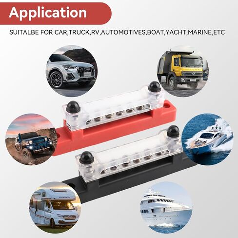 SsllZdq 6-Terminal Distribution Board busbar 6 Terminal Bus Bar Kit - 150A Bus Bar Block كتلة توزيع طرفية البطارية (زوج، أحمر وأسود) in Kuwait