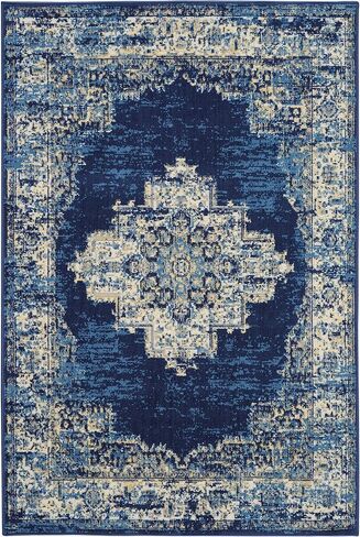 Nourison Home Grafix GRF14, 3'9" x 5'9", Navy Blue in Saudi Arabia