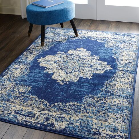 Nourison Home Grafix GRF14, 3'9" x 5'9", Navy Blue in Saudi Arabia