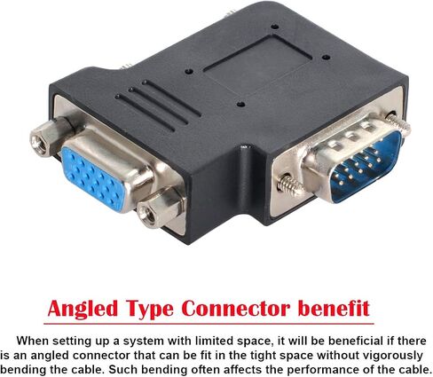 CY Adapter Vertical Flat Right Angled 90 Degree VGA SVGA Male to Female Extension Adapter in Kuwait