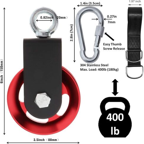 Heavy Duty Lightweight Aluminum Cable Pulleys with Hanging Strap Kit,Snatch Block Pulley Wheel for Home Gyms LAT Pulley System DIY Attachment Home Accessories in Kuwait