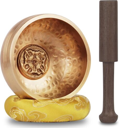وعاء الغناء التبتي The7boX مقاس 3.54 بوصة، مصنوع يدويًا في نيبال بجودة التأمل واليوجا شقرا هدية العلاج الصوتي للاسترخاء للنساء (أسود) in Kuwait