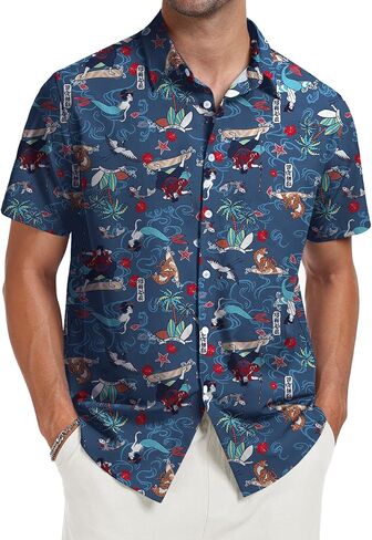 NUOKESASI Tropical Mens Shirt Hawaiian Short Sleeve Button Down Shirt Casual Summer Beach Shirt in Saudi Arabia