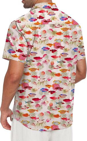 NUOKESASI Tropical Mens Shirt Hawaiian Short Sleeve Button Down Shirt Casual Summer Beach Shirt in Saudi Arabia