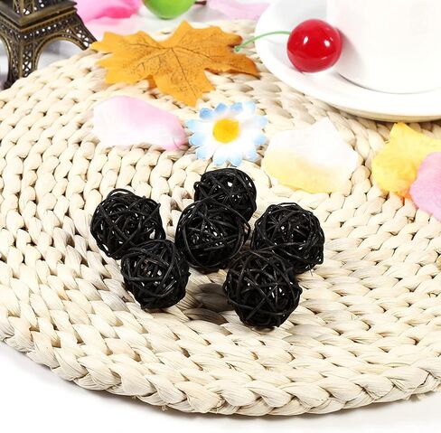 20pcs Decorative Wicker Rattan Balls, 3cm Small Rattan Balls Centerpiece Bowls Orbs Vase Fillers for Christmas Centerpieces Home Garden Wedding Party(Black) in Saudi Arabia