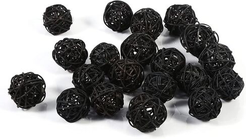 20pcs Decorative Wicker Rattan Balls, 3cm Small Rattan Balls Centerpiece Bowls Orbs Vase Fillers for Christmas Centerpieces Home Garden Wedding Party(Black) in Saudi Arabia