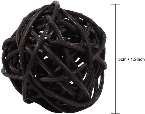 20pcs Decorative Wicker Rattan Balls, 3cm Small Rattan Balls Centerpiece Bowls Orbs Vase Fillers for Christmas Centerpieces Home Garden Wedding Party(Black) in Saudi Arabia