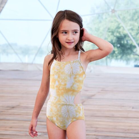 Girls One Piece Cut Out Swimsuits for Girls Tie Dye Bathing Suits Hawaiian Swimwear 3-16 Years in Kuwait