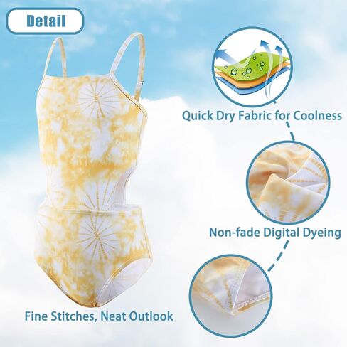 Girls One Piece Cut Out Swimsuits for Girls Tie Dye Bathing Suits Hawaiian Swimwear 3-16 Years in Kuwait