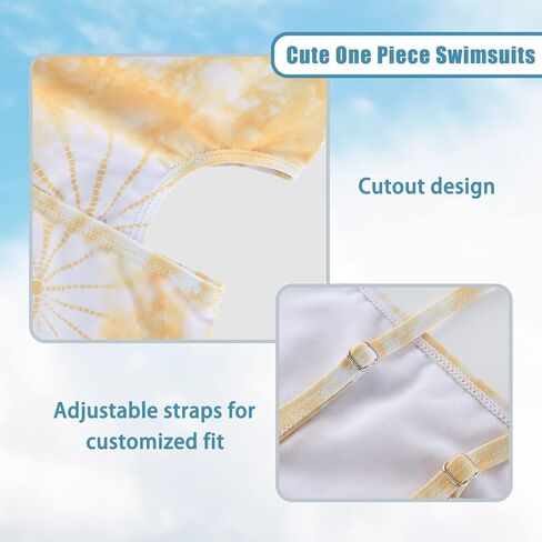 Girls One Piece Cut Out Swimsuits for Girls Tie Dye Bathing Suits Hawaiian Swimwear 3-16 Years in Kuwait