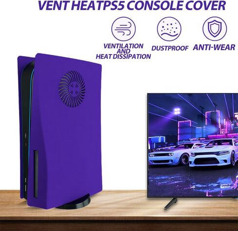 BGGCHEECA PS5 Console Cover Plates Compatible for Playstation 5 Console Disc Edition, ABS PS5 Cover Plates with Fan Vents, Hard Shockproof Anti-Scratch Replacement Protective Shell PS5 .SO-PS(Purple) in Saudi Arabia