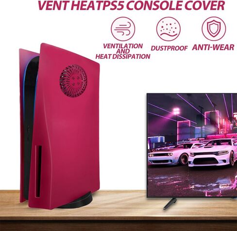 BGGCHEECA PS5 Console Cover Plates Compatible for Playstation 5 Console Disc Edition, ABS PS5 Cover Plates with Fan Vents, Hard Shockproof Anti-Scratch Replacement Protective Shell PS5 .SO-PS(Purple) in Kuwait