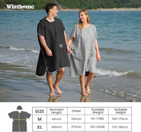 Winthome Surf Poncho Changing Towel Robe with Hood and Pocket,Changing Towel Poncho Quick Dry for Surfing Beach Swimming Outdoor Sports in Saudi Arabia