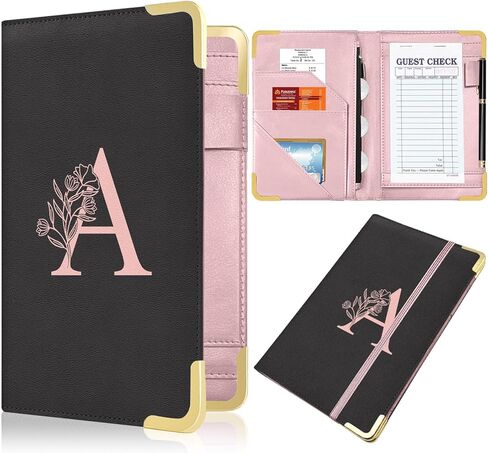 YeeCASE Server Book, Alphabet Waitress Book for Waitress, Leather Waitess Book with Zipper Pocket, Server Manual Checkbook Fits Server Apron (M) in Kuwait