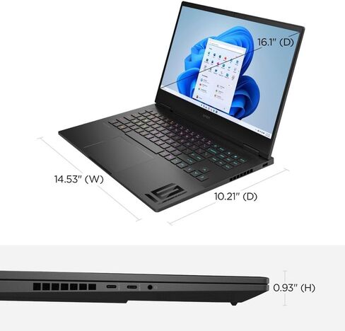 HP Omen 16 Gaming Laptop 16.1" FHD IPS 165Hz 100% sRGB AMD Zen4 Octa-core Ryzen 9 7940HS (Beats i9-12900H) 32GB RAM 4TB SSD GeForce RTX 4070 8GB Graphic RGB Backlit USB-C B&O Win11 Black + HDMI Cable in Saudi Arabia