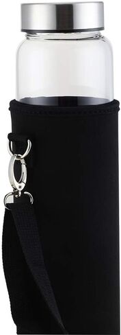 حقيبة حامل زجاجات المياه من سانكي، معزولة من النيوبرين 32 أونصة، غطاء حامل لزجاجة المياه مع حزام كتف قابل للتعديل مع مشبك معدني، عبوتان باللون الأسود (24-32 أونصة) in Kuwait