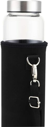 حقيبة حامل زجاجات المياه من سانكي، معزولة من النيوبرين 32 أونصة، غطاء حامل لزجاجة المياه مع حزام كتف قابل للتعديل مع مشبك معدني، عبوتان باللون الأسود (24-32 أونصة) in Kuwait