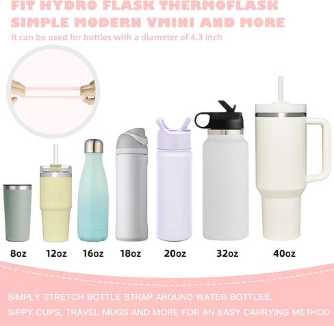 VIKIZUES Water Bottle Handle - Soft Silicone Water Bottle Holder, Sling, Lanyard, Carrier with Strap - Fits Most 8-40oz Water Bottles - Compatible Stanley Cup Accessories in Kuwait