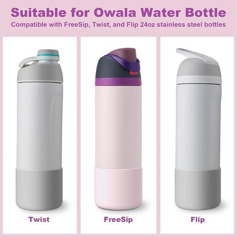 Airboat 2PCS سيليكون زجاجة ماء التمهيد لOwala 24oz 32oz 40oz، واقية أسفل الوفير الأكمام المضادة للانزلاق لFreeSip، تطور، وقلب زجاجات الفولاذ المقاوم للصدأ، غسالة صحون آمنة وخالية من مادة BPA in Saudi Arabia