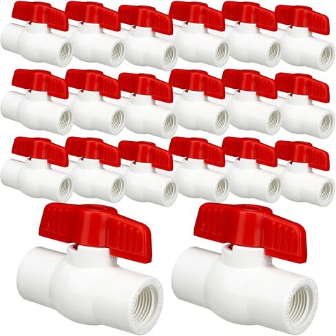 Hiboom 4 Pcs PVC Ball Valve SCH40 NPT Shut off Ball Valve Threaded with Easy to Rotate Handle, Rated at 150 Psi, Schedule 40 x Female Thread (1/2 Inch) in Kuwait