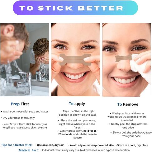 Ohmrx Nasal Strips for Snoring | Comfortable 90 Nose Strips for Breathing | Sensitive Skin Latex Free Nasal Strips for Sleeping Apnea | Nasal Congestion Relief | Stop Snoring | Improve Airflow in Saudi Arabia