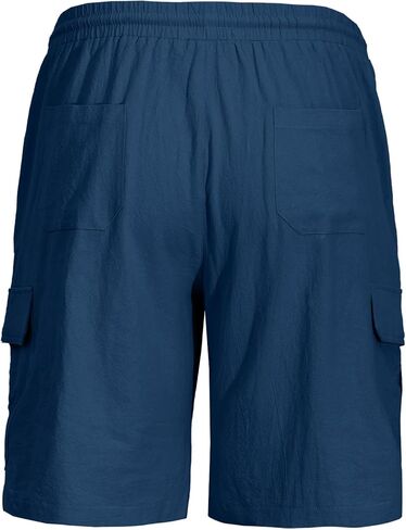 شورت Oymyakon الرجالي كاجوال برباط من القطن بخصر مطاطي للمشي شورت صيفي للشاطئ مع جيوب in Kuwait