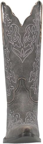 Dingo Womens Flirty N' Fun Embroidery Snip Toe Casual Boots Mid Calf Mid Heel 2-3" - Grey in Saudi Arabia