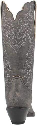 Dingo Womens Flirty N' Fun Embroidery Snip Toe Casual Boots Mid Calf Mid Heel 2-3" - Grey in Saudi Arabia
