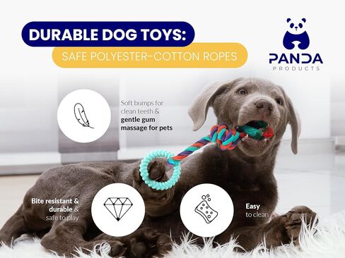 Panda Products - Premium Dog Chew Toy Set | 6-Piece Chew Toys with Poop Bag with Dispenser & Included Storage Bag for Hours of Fun and Convenience in Saudi Arabia