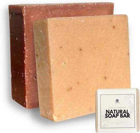 Natural Handmade Unisex Bar Soap - 2 Variety pack| Organic Shea Butter | Activated Charcoal | Cold Processed | Sustainable | No Harmful Ingredients | Vegan Clay Bar (Smooth Skin) in Saudi Arabia