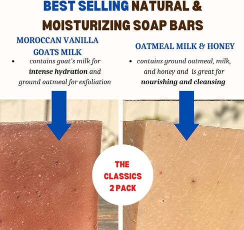 Natural Handmade Unisex Bar Soap - 2 Variety pack| Organic Shea Butter | Activated Charcoal | Cold Processed | Sustainable | No Harmful Ingredients | Vegan Clay Bar (Smooth Skin) in Saudi Arabia