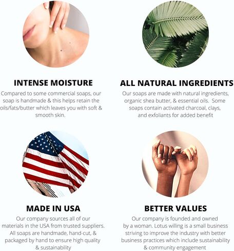 Natural Handmade Unisex Bar Soap - 2 Variety pack| Organic Shea Butter | Activated Charcoal | Cold Processed | Sustainable | No Harmful Ingredients | Vegan Clay Bar (Smooth Skin) in Saudi Arabia