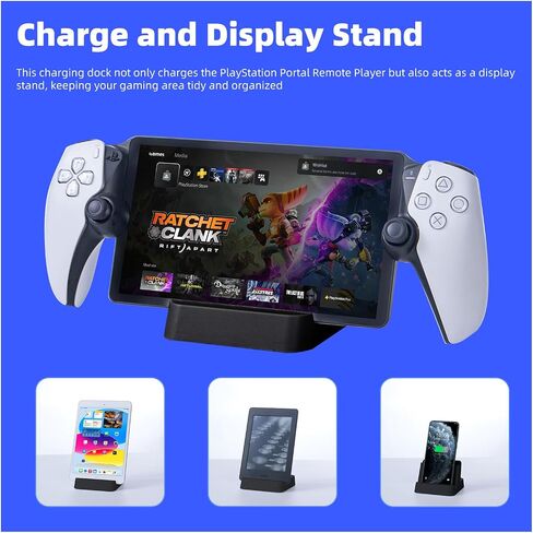Charging Station for PlayStation Portal Remote Player, PS Portal Charger Dock Stand with USB-C Adapter, Portable Display and Charging Base, Anti-Slip Desktop Holder, Whit in Saudi Arabia