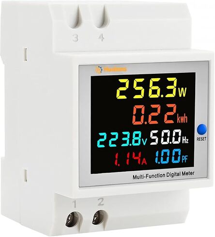 عداد طاقة أحادي الطور من Din Rail - مراقبة استخدام الكهرباء باستخدام تيار متردد 40-300 فولت، ومقياس تيار 100 أمبير، ومقياس فولتميتر الطاقة، وات كيلوواط ساعة، ومقياس طاقة التردد، ومقطع CT مدمج. مثالية لتتبع استهلاك الطاقة in Saudi Arabia