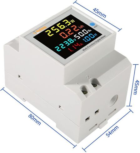 عداد طاقة أحادي الطور من Din Rail - مراقبة استخدام الكهرباء باستخدام تيار متردد 40-300 فولت، ومقياس تيار 100 أمبير، ومقياس فولتميتر الطاقة، وات كيلوواط ساعة، ومقياس طاقة التردد، ومقطع CT مدمج. مثالية لتتبع استهلاك الطاقة in Saudi Arabia
